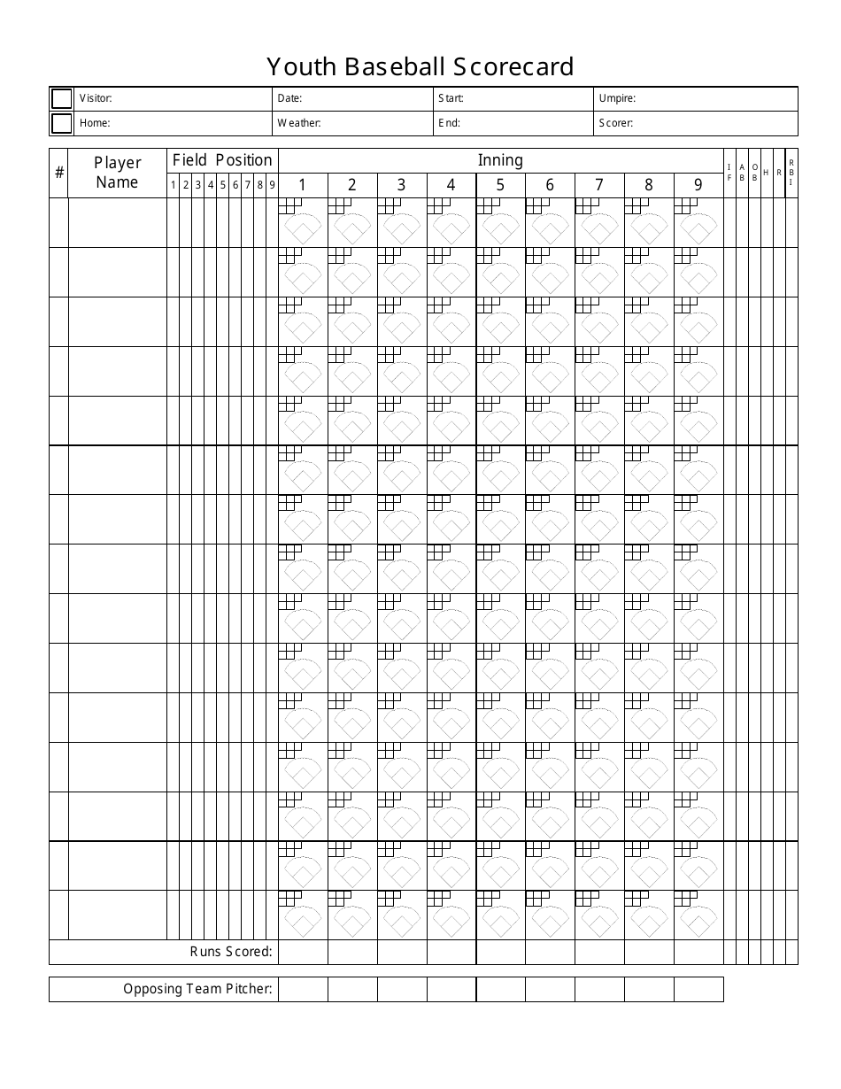 Youth Baseball Scorecard Download Printable PDF | Templateroller