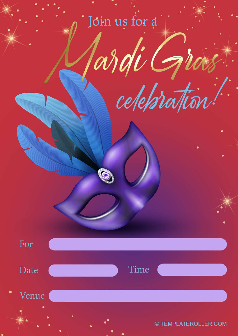 Mardi Gras Invitation Template in Red