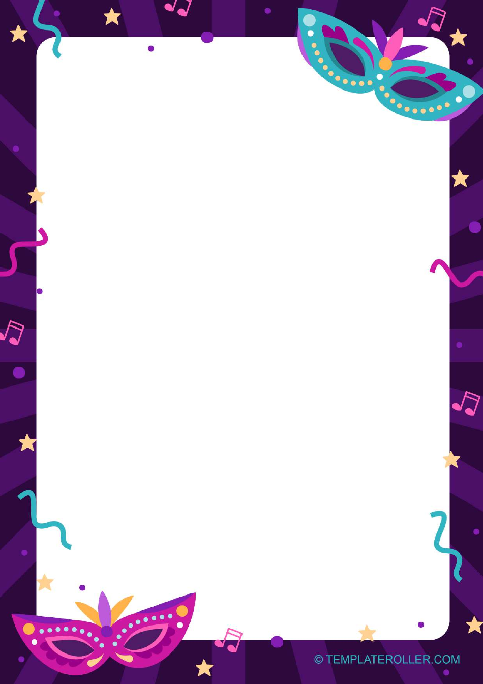 Mardi Gras Border Template in Violet