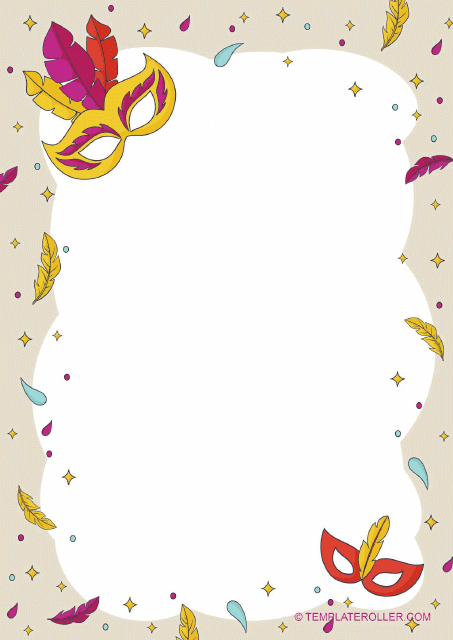 Mardi Gras border template with a beige background.