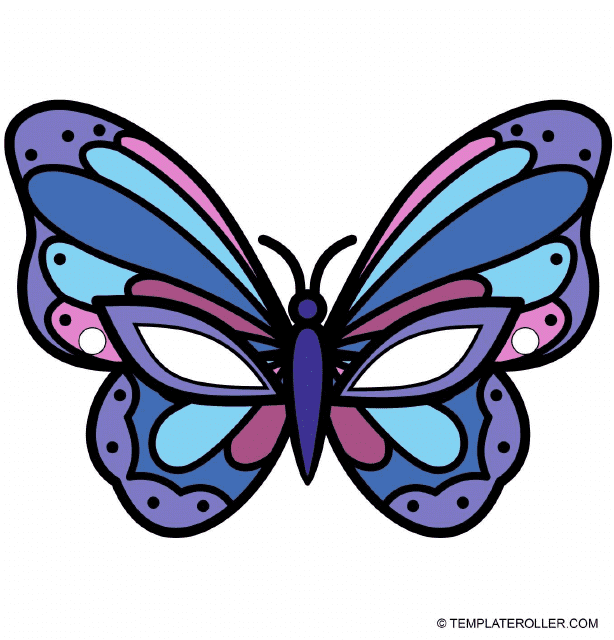 Mardi Gras Mask Template with a Vibrant Violet Butterfly Design