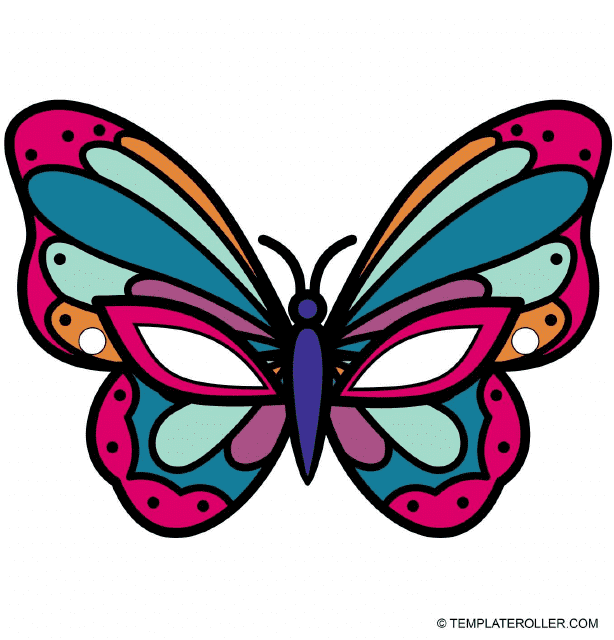 Pink Butterfly Mardi Gras Mask Template