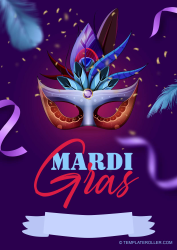 Document preview: Mardi Gras Poster Template - Violet