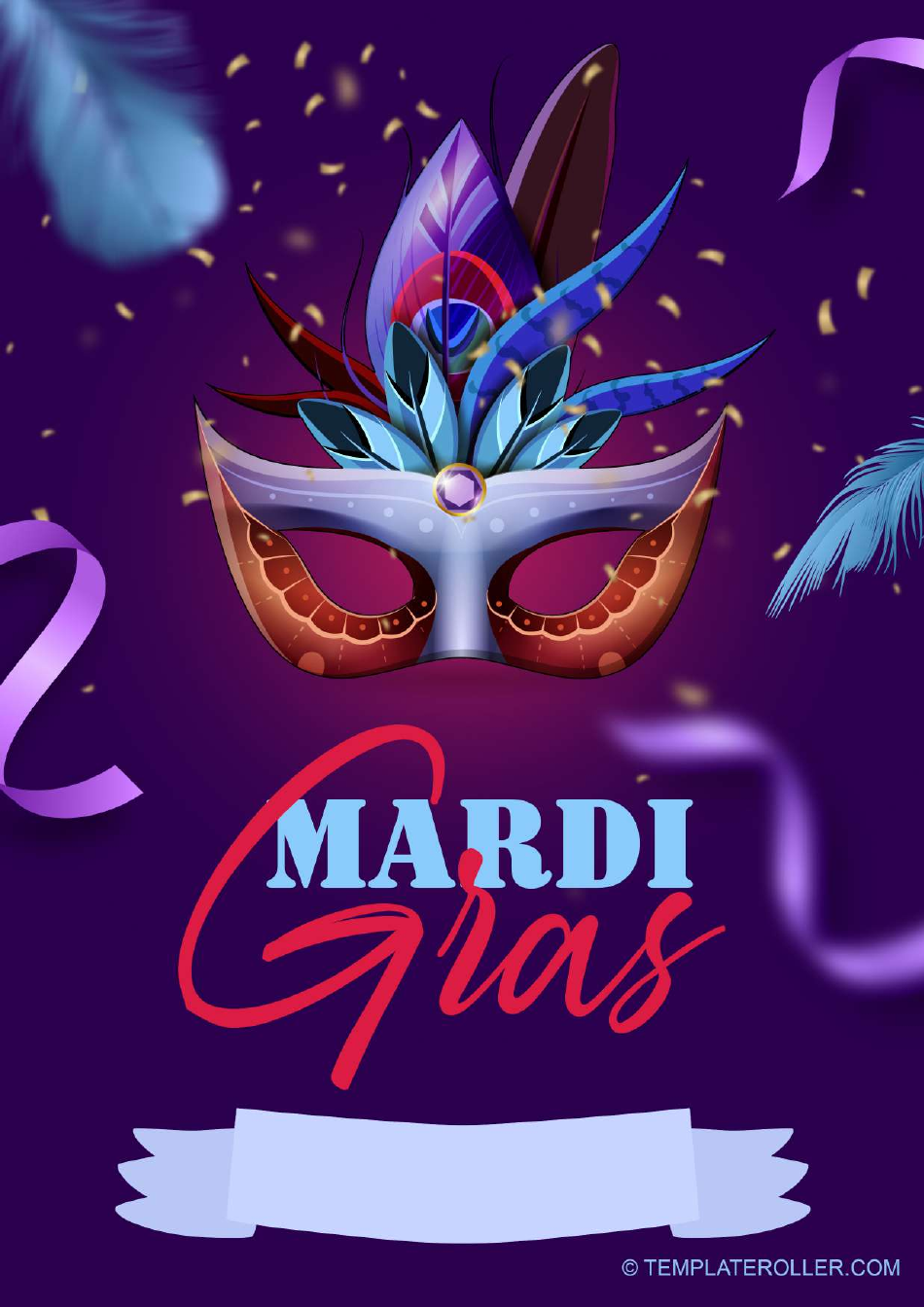 Mardi Gras Poster Template with Violet Design