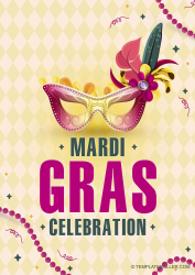 Document preview: Mardi Gras Poster Template - Yellow