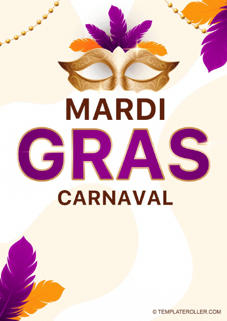 Mardi Gras Masquerades Poster Template with a Beige Background