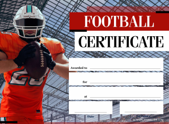 Document preview: Football Certificate Template - Red