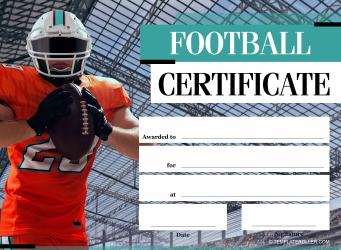 Document preview: Football Certificate Template - Blue