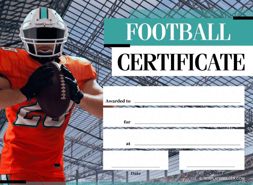 Football Certificate Template - Blue