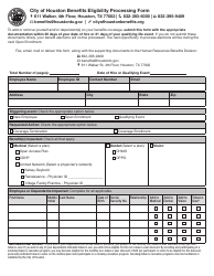 Document preview: Benefits Eligibility Processing Form - City of Houston, Texas