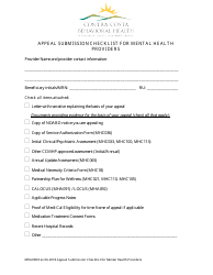 Document preview: Form MHA098 Appeal Submission Checklist for Mental Health Providers - Contra Costa County, California