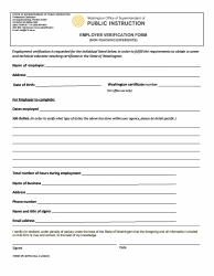 Document preview: Form SPI4075V Employer Verification Form (Non-teaching Experience) - Washington