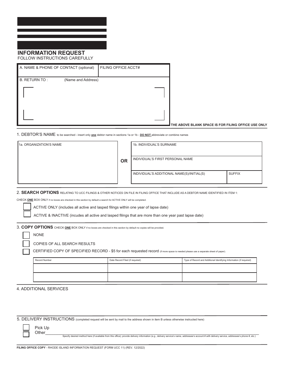 Form UCC11 Download Fillable PDF or Fill Online Information Request ...