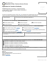 Form 612 Application for Transfer of Authority - Foreign Business Corporation, Limited Partnership, Limited Liability Company, Limited Liability Partnership or Non-profit Corporation - Rhode Island, Page 2