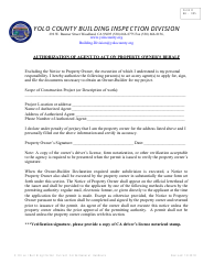 Document preview: Form GH-005 Authorization of Agent to Act on Property Owner's Behalf - Yolo County, California