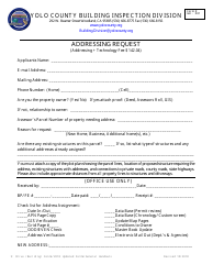 Document preview: Form GH-001 Addressing Request - Yolo County, California