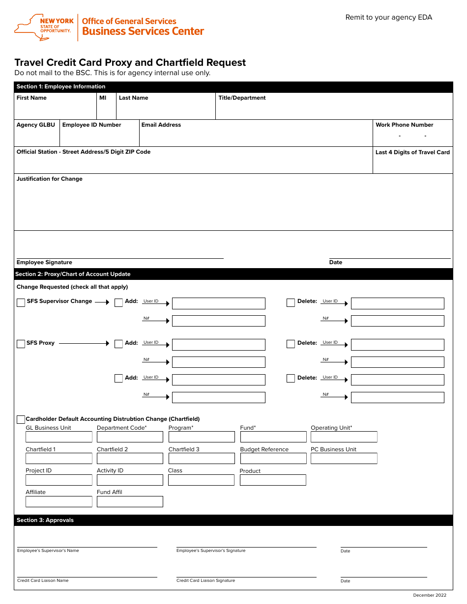 Travel Credit Card Proxy and Chartfield Request - New York, Page 1