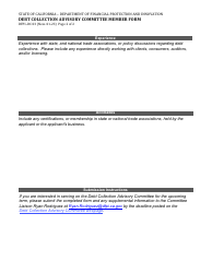 Form DFPI-DC03 Debt Collection Advisory Committee Member Form - California, Page 2
