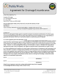 Document preview: Agreement for Drainage Encumbrance - City of Orange, California