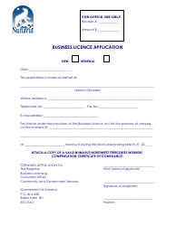 Document preview: Business Licence Application - Nunavut, Canada