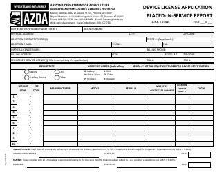 Device License Application Placed-in-service Report (Pisr) - Arizona, Page 3