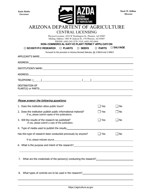 Arizona Native Plant Permit Application Download Fillable PDF Templateroller