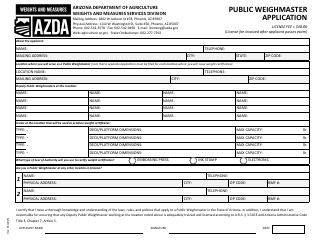 Document preview: Public Weighmaster Application - Arizona