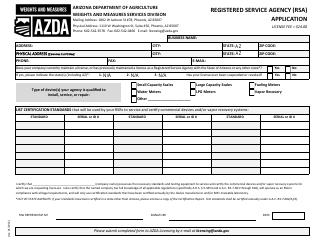 Document preview: Registered Service Agency (Rsa) Application - Arizona