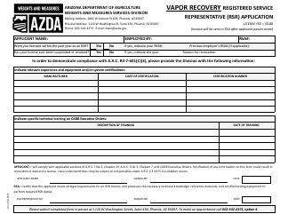 Document preview: Vapor Recovery Registered Service Representative (Rsr) Application - Arizona