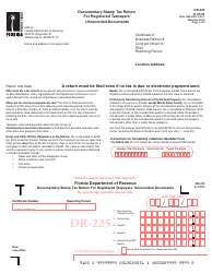 Form DR-225 Documentary Stamp Tax Return for Registered Taxpayers&#039; Unrecorded Documents - Florida