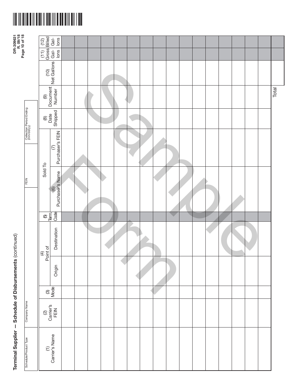 Form DR-309631 Terminal Supplier Fuel Tax Return - Sample - Florida, Page 10
