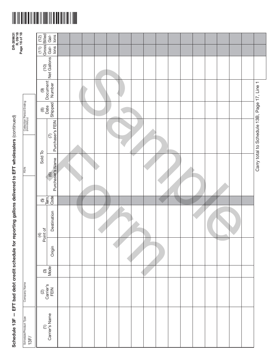 Form DR-309631 Terminal Supplier Fuel Tax Return - Sample - Florida, Page 16