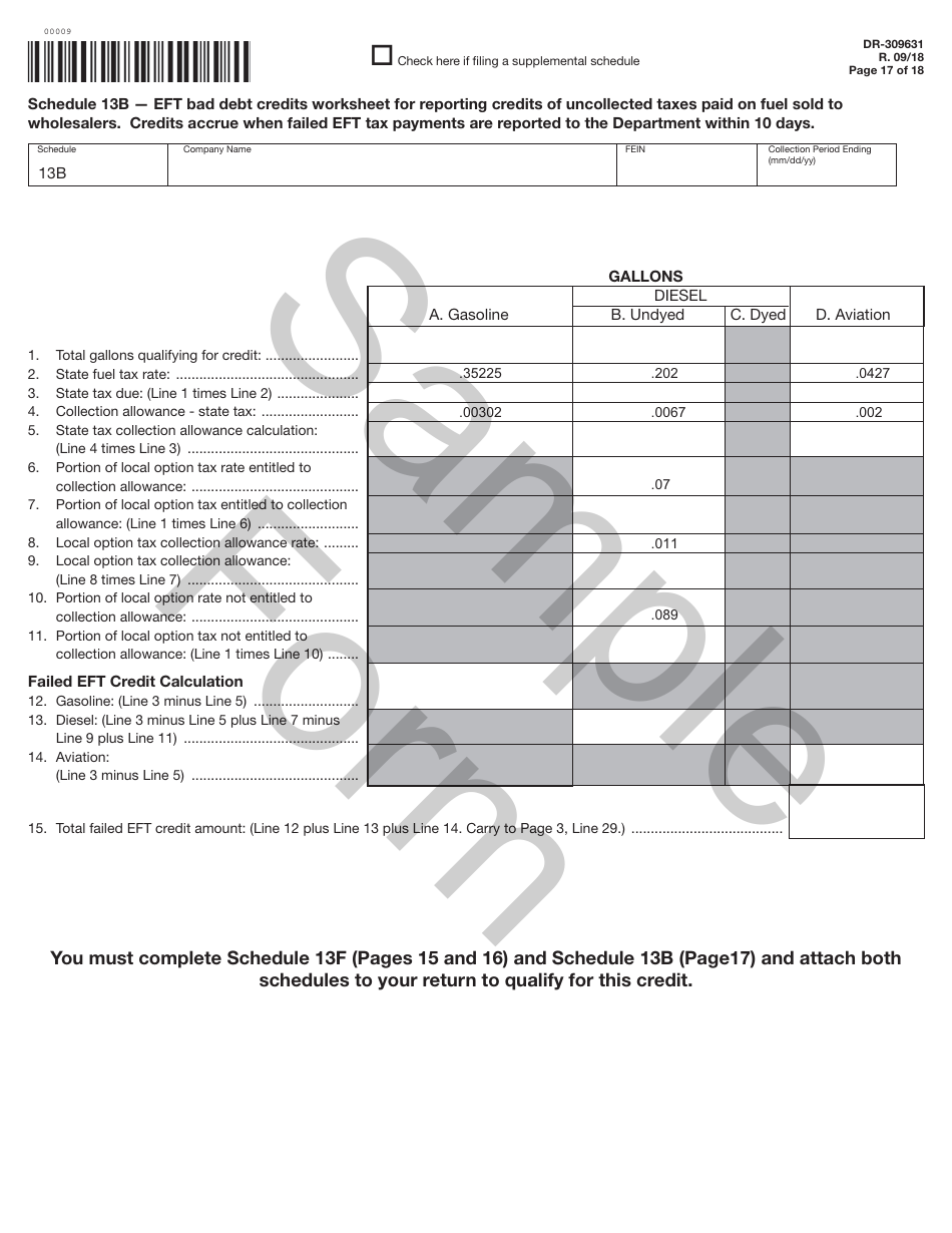 Form DR-309631 Terminal Supplier Fuel Tax Return - Sample - Florida, Page 17