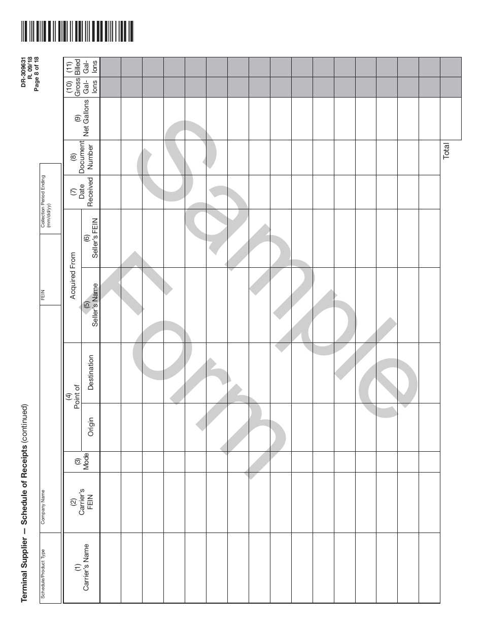 Form DR-309631 Terminal Supplier Fuel Tax Return - Sample - Florida, Page 8
