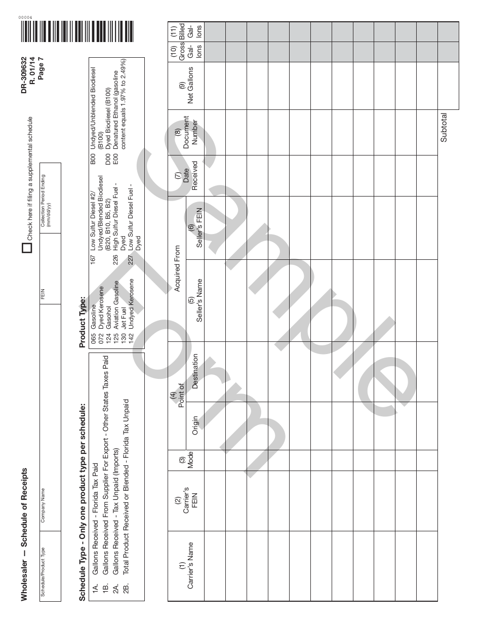 Form DR-309632 Wholesaler / Importer Fuel Tax Return - Sample - Florida, Page 7