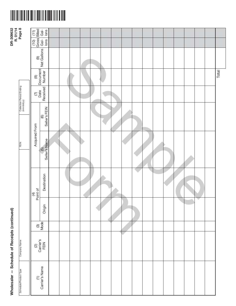 Form DR-309632 Wholesaler / Importer Fuel Tax Return - Sample - Florida, Page 8