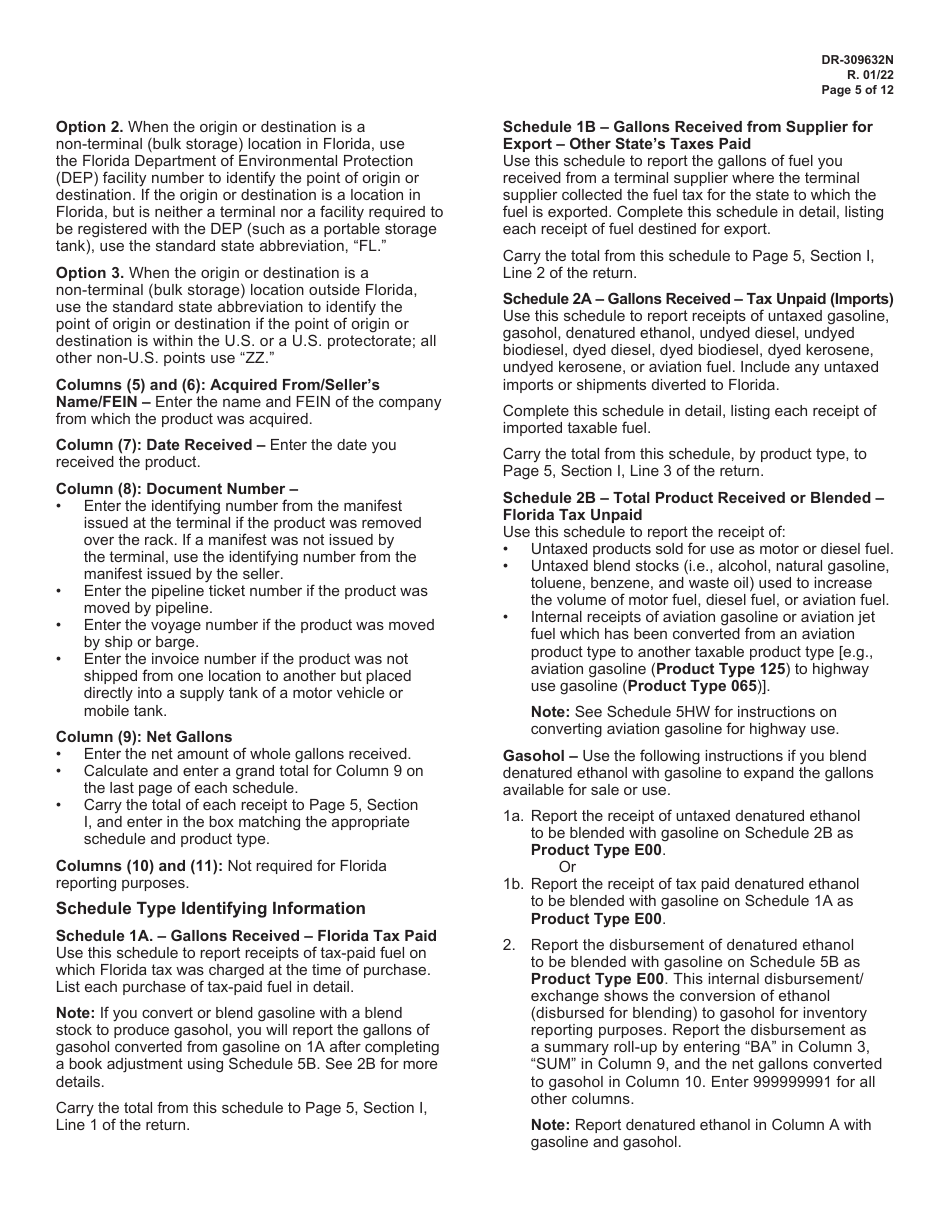 Instructions for Form DR-309632 Wholesaler / Importer Fuel Tax Return - Florida, Page 5