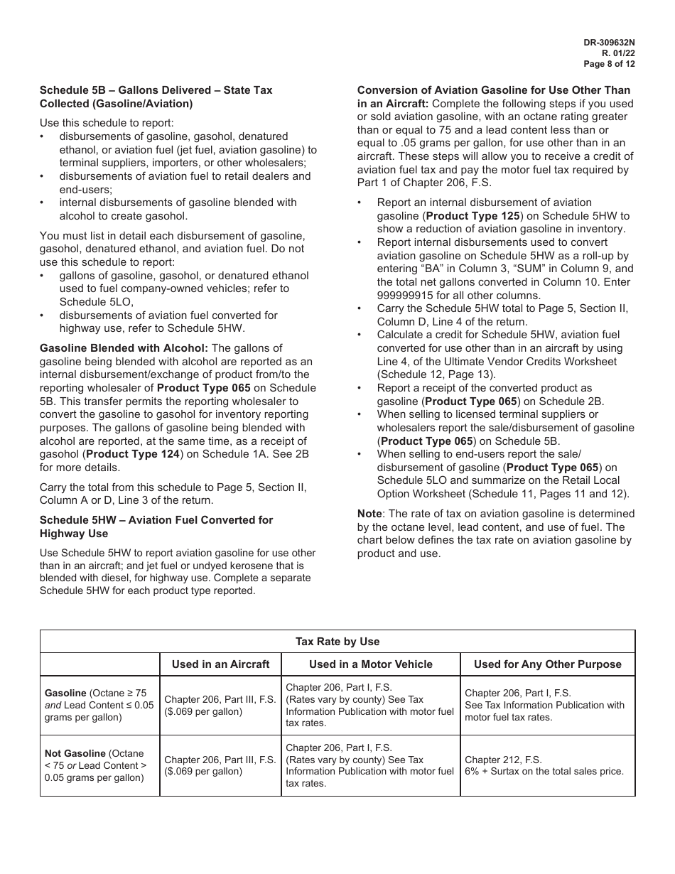 Instructions for Form DR-309632 Wholesaler / Importer Fuel Tax Return - Florida, Page 8