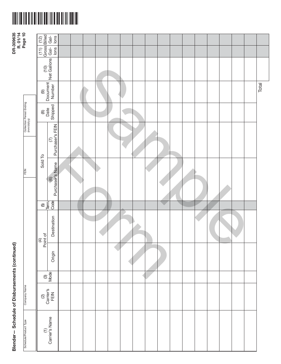 Form DR-309635 Blender Fuel Tax Return - Sample - Florida, Page 10