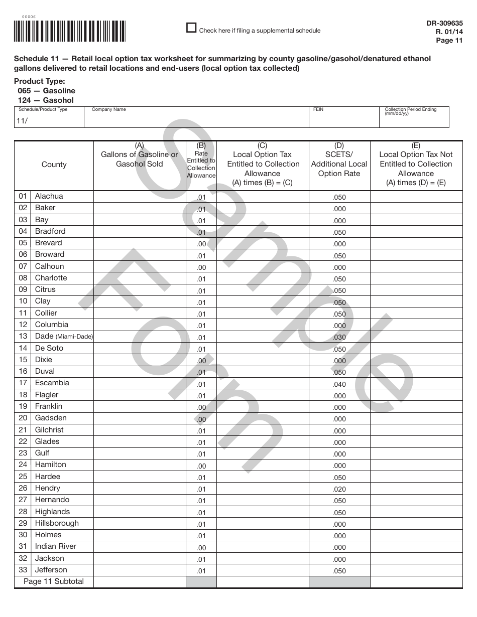 Form DR-309635 Blender Fuel Tax Return - Sample - Florida, Page 11