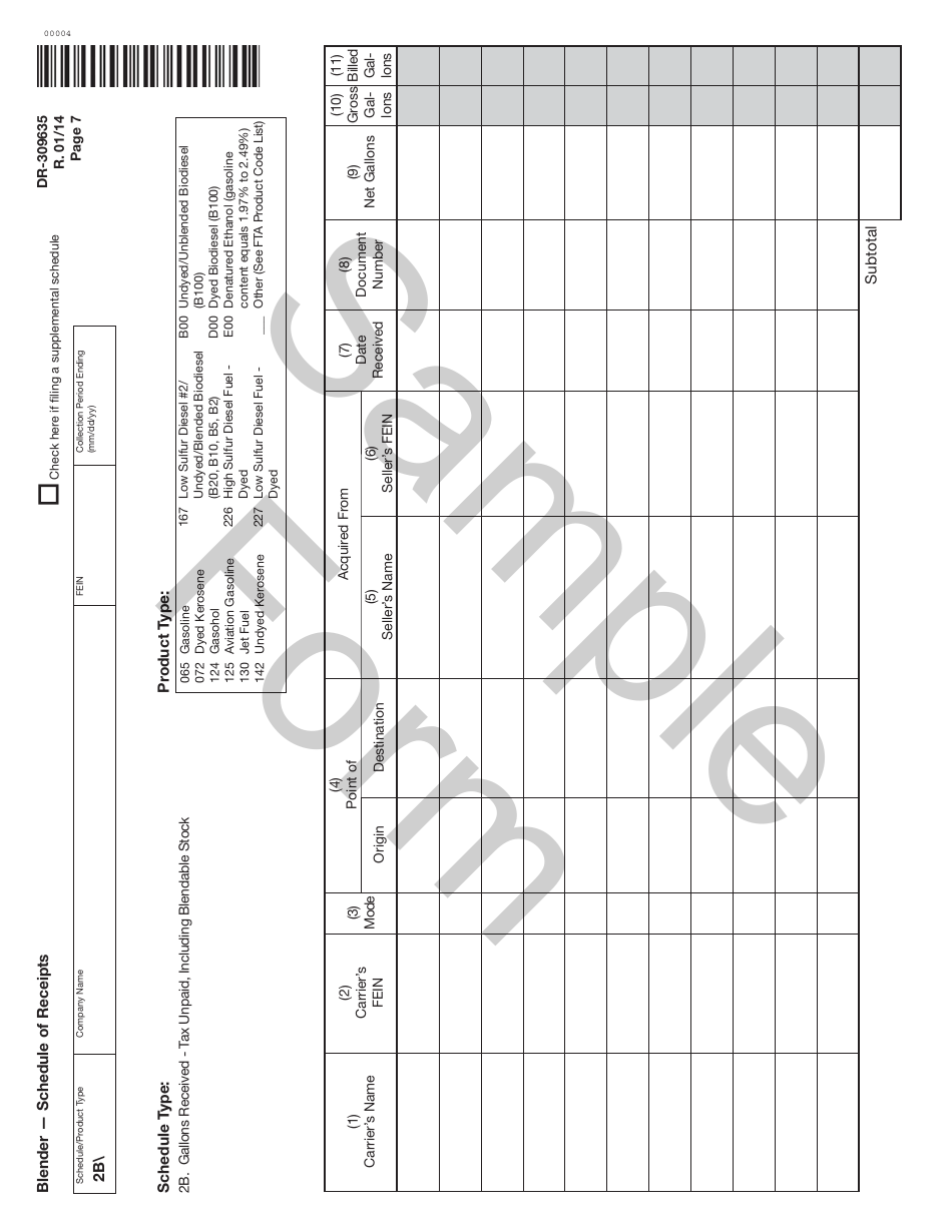 Form DR-309635 Blender Fuel Tax Return - Sample - Florida, Page 7