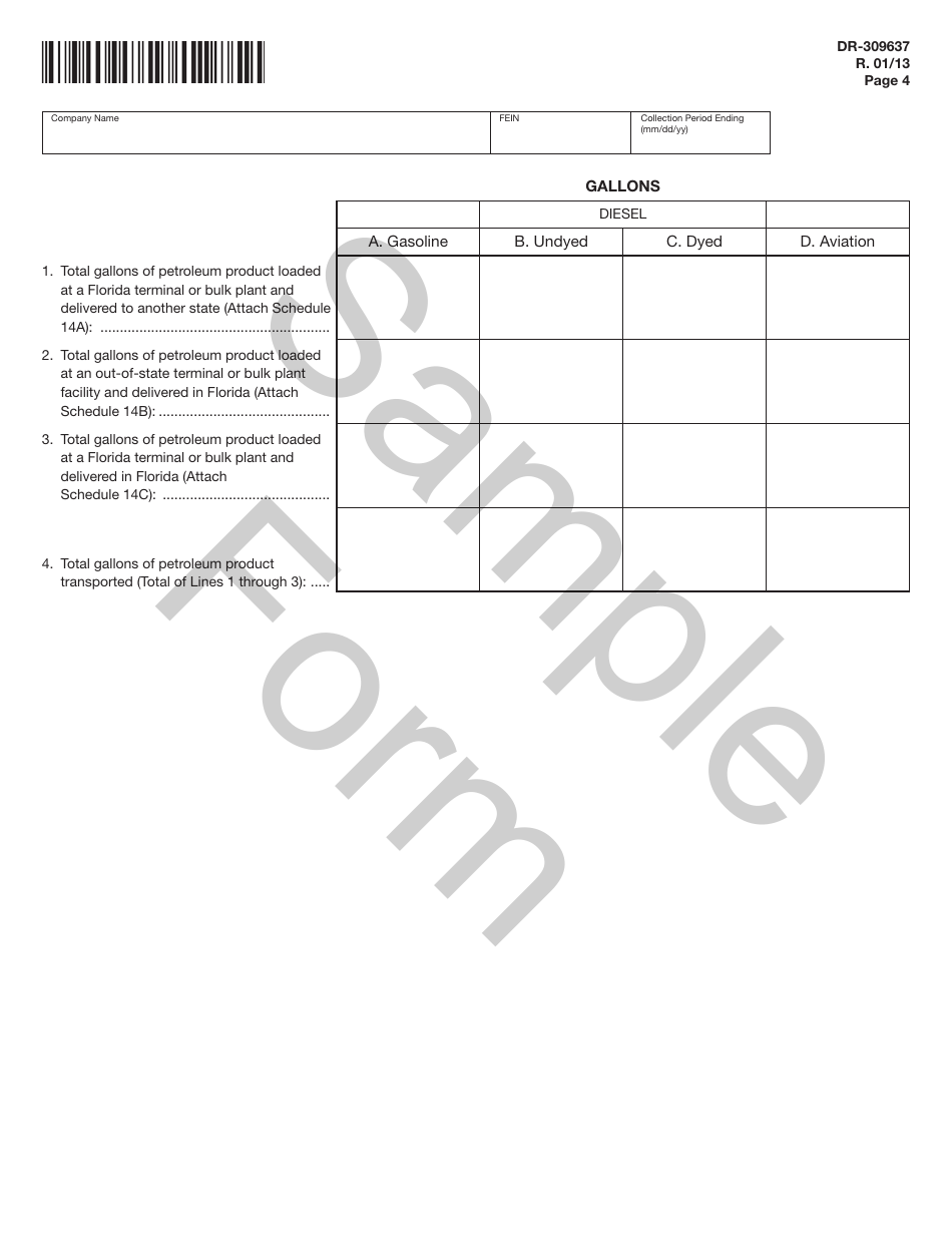 Form DR-309637 Petroleum Carrier Information Return - Sample - Florida, Page 4