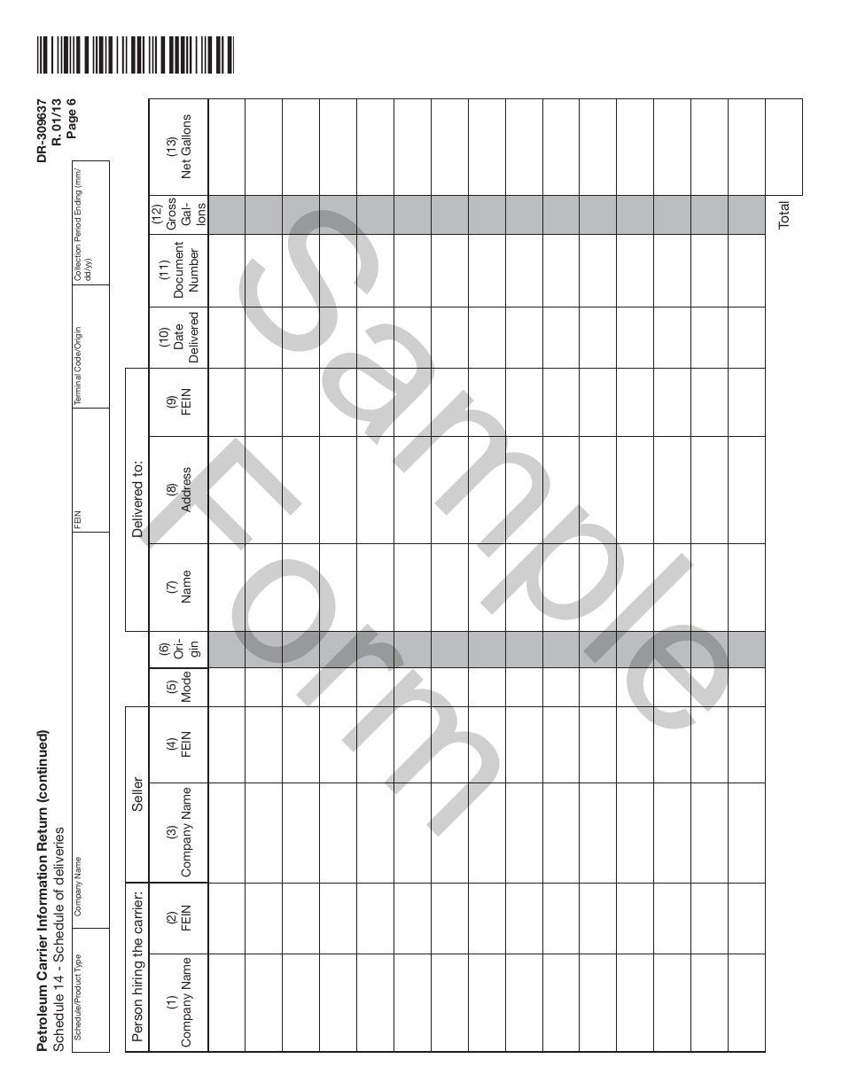 Form DR-309637 Petroleum Carrier Information Return - Sample - Florida, Page 6