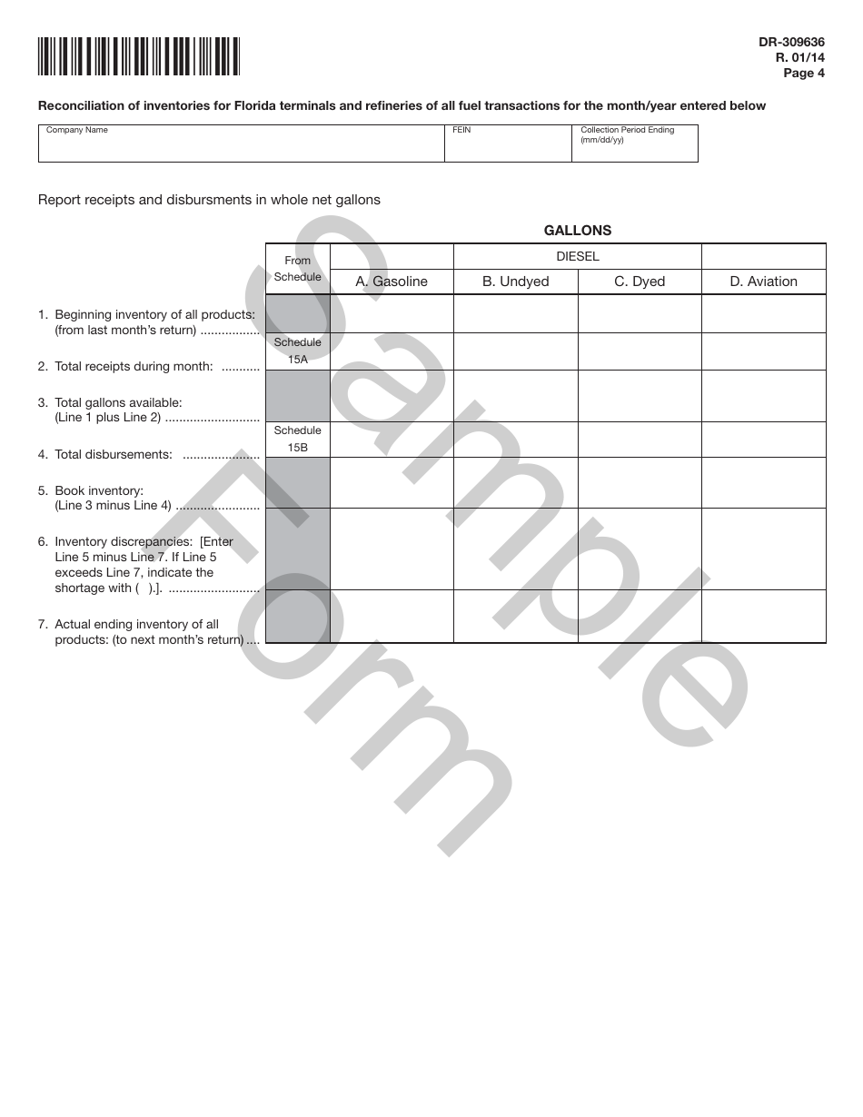 Form DR-309636 Terminal Operator Information Return - Sample - Florida, Page 4