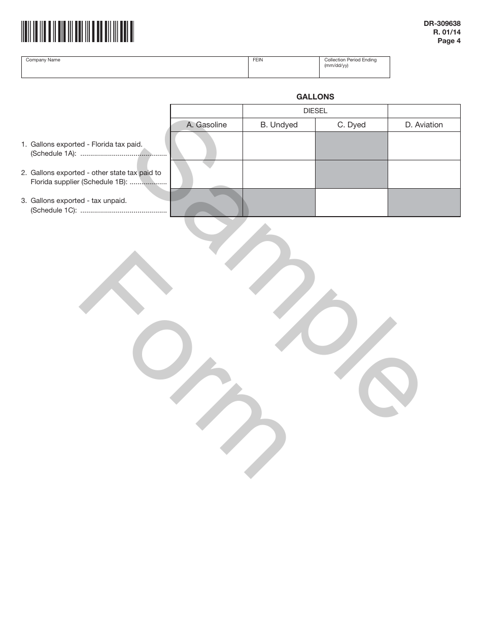 Form DR-309638 Exporter Fuel Tax Return - Sample - Florida, Page 4