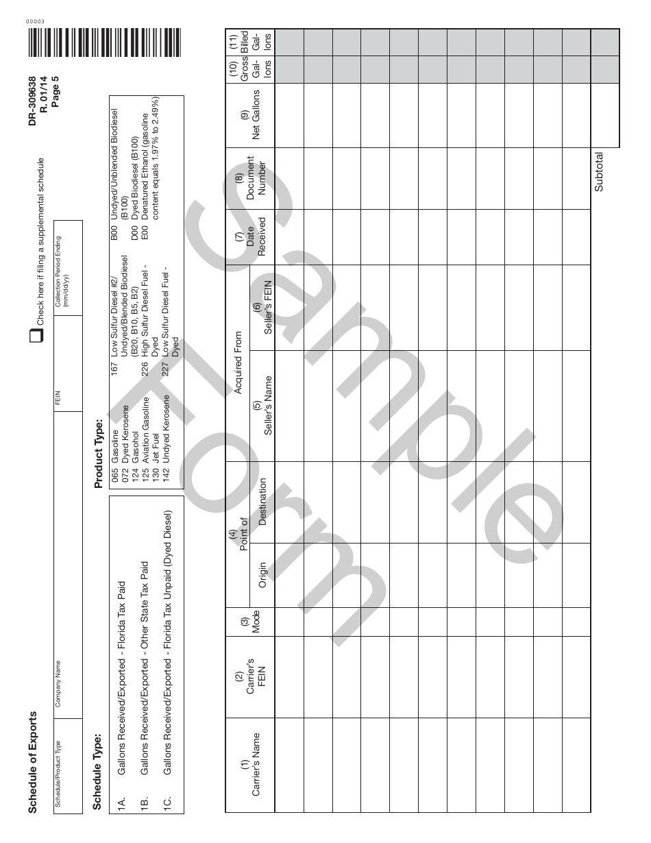 Form DR-309638 Exporter Fuel Tax Return - Sample - Florida, Page 5