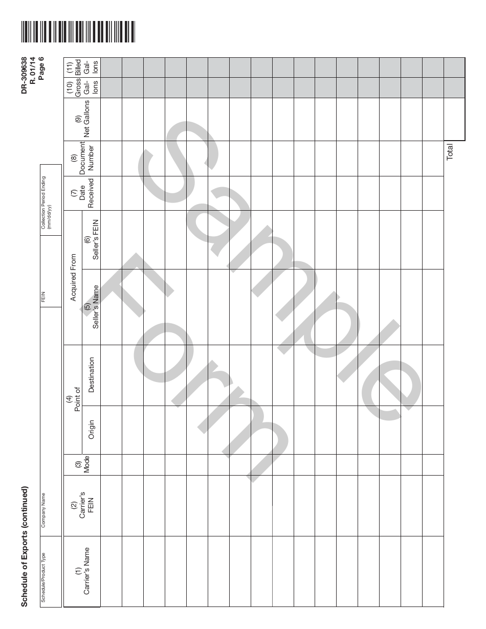 Form DR-309638 Exporter Fuel Tax Return - Sample - Florida, Page 6