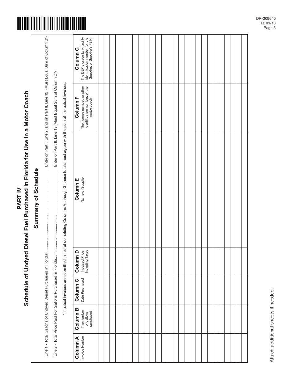 Form DR-309640 Application for Refund of Tax Paid on Undyed Diesel Consumed by Motor Coaches During Idle Time in Florida - Florida, Page 3
