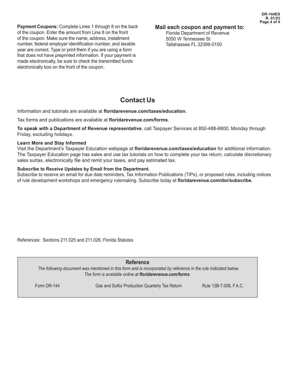 Form Dr 144 Download Printable Pdf Or Fill Online Gas And Sulfur Production Quarterly Tax Return 4869