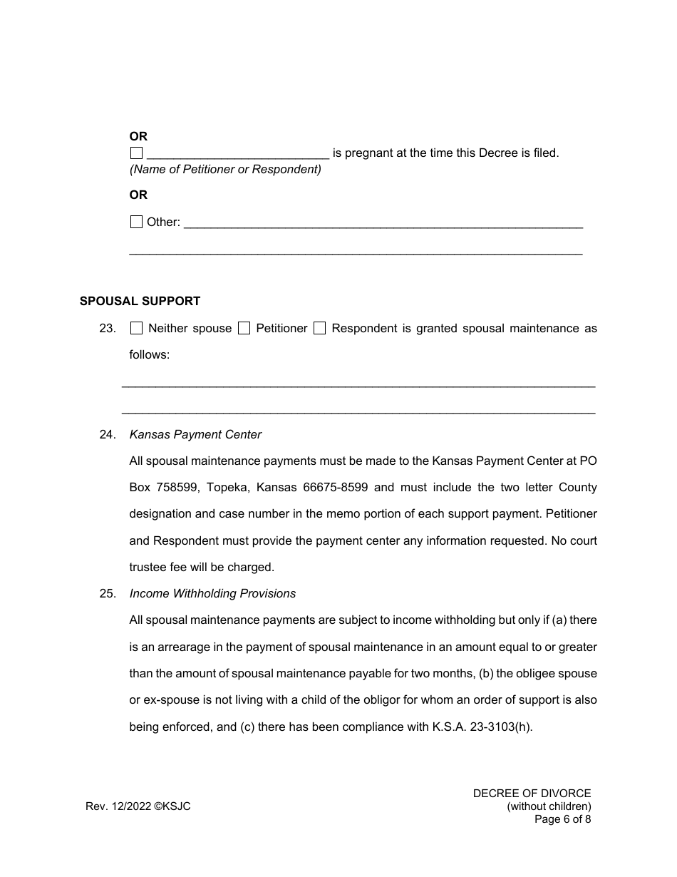 Decree of Divorce (Without Children) - Kansas, Page 6